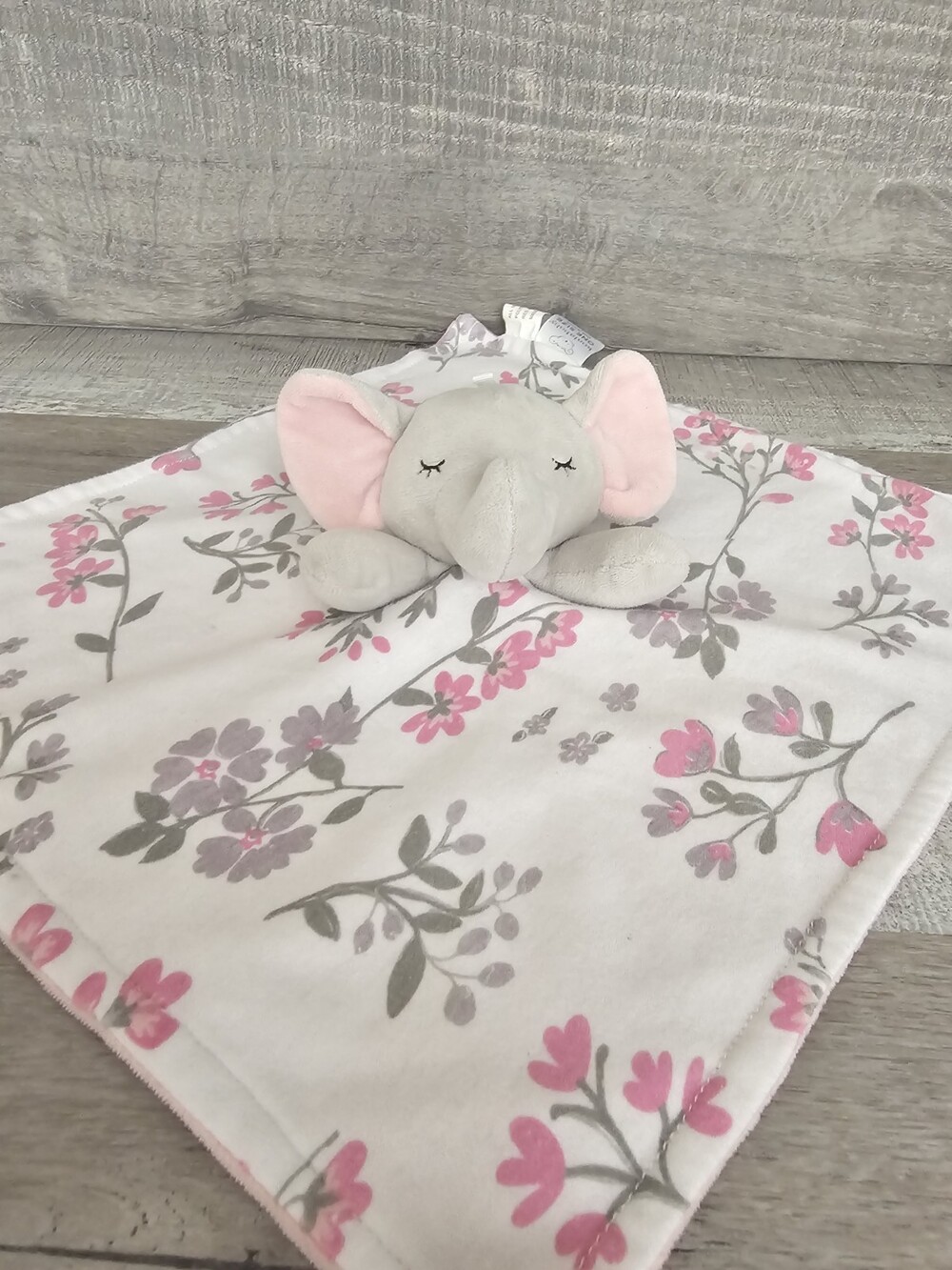 Koala Baby Gray Elephant Pink Flowers Floral Baby Lovey Security Blanket Rare